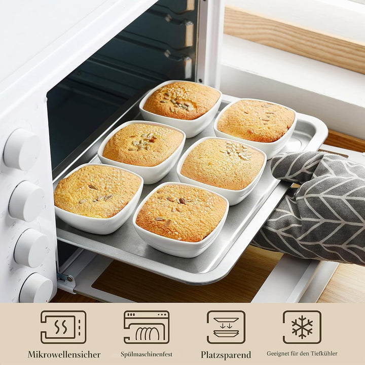 MALACASA, Serie Ramekin.Dish, 12-tlg. Set MINI Porzellan Dessert Schälchen, Dessertschalen, Snacksch