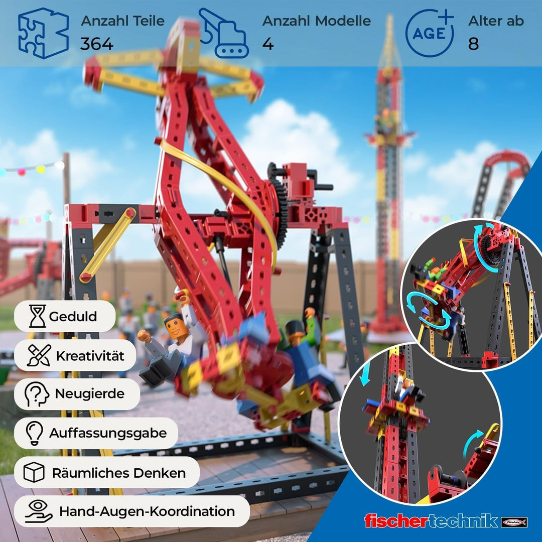 fischertechnik 569019 Advanced Crazy Rides/Bausatz für Kinder ab 8 Jahre, Freizeitpark Baukasten mit