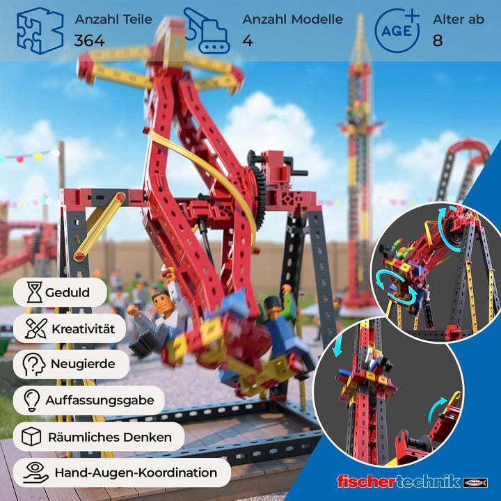 fischertechnik 569019 Advanced Crazy Rides/Bausatz für Kinder ab 8 Jahre, Freizeitpark Baukasten mit