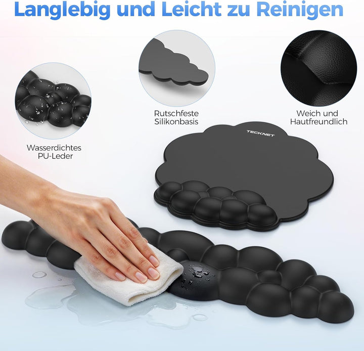 TECKNET Wolke Handballenauflage Tastatur, Mauspad mit Handauflage, Ergonomische Handauflage Tastatur