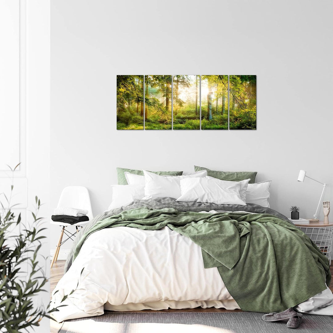 Runa Art Bild Wald Landschaft Wandbilder auf Vlies Leinwand 5 Teilig Wanddekoration Schlafzimmer Woh