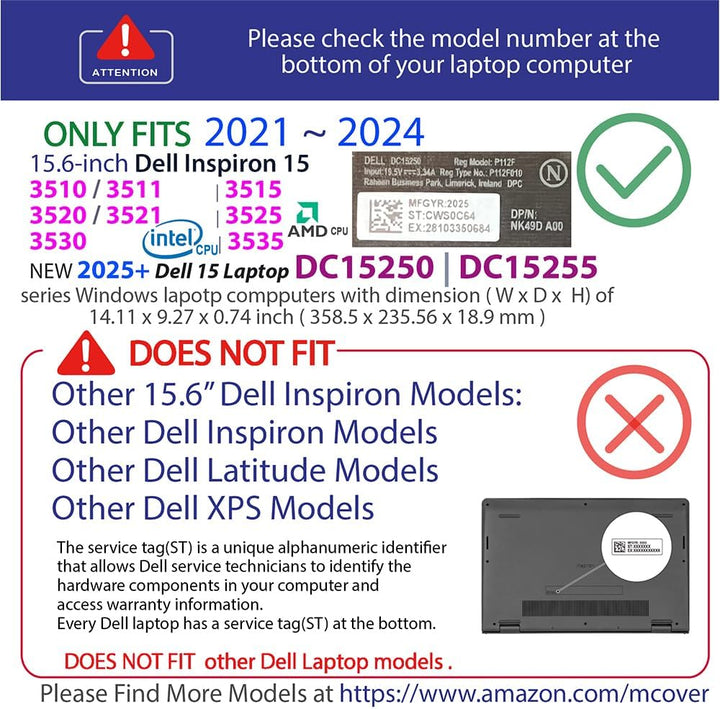 mCover Hartschalenhülle kompatibel nur mit 2021 15,6 Zoll Dell Inspiron15 3510 3511 3515 Serie Lapto