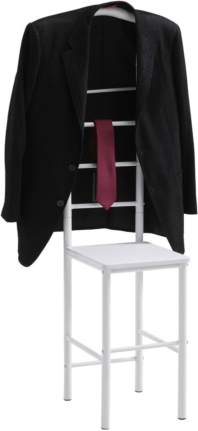 CARO-Möbel Herrendiener JIVO Kleiderständer Garderobenständer im 2er-Set, Metall Weiss und MDF in We