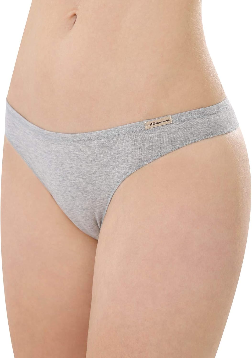 COMAZO Earth 6er Sparpack Damen String, Gr. 36-44 36 Grau-melange, 36 Grau-melange