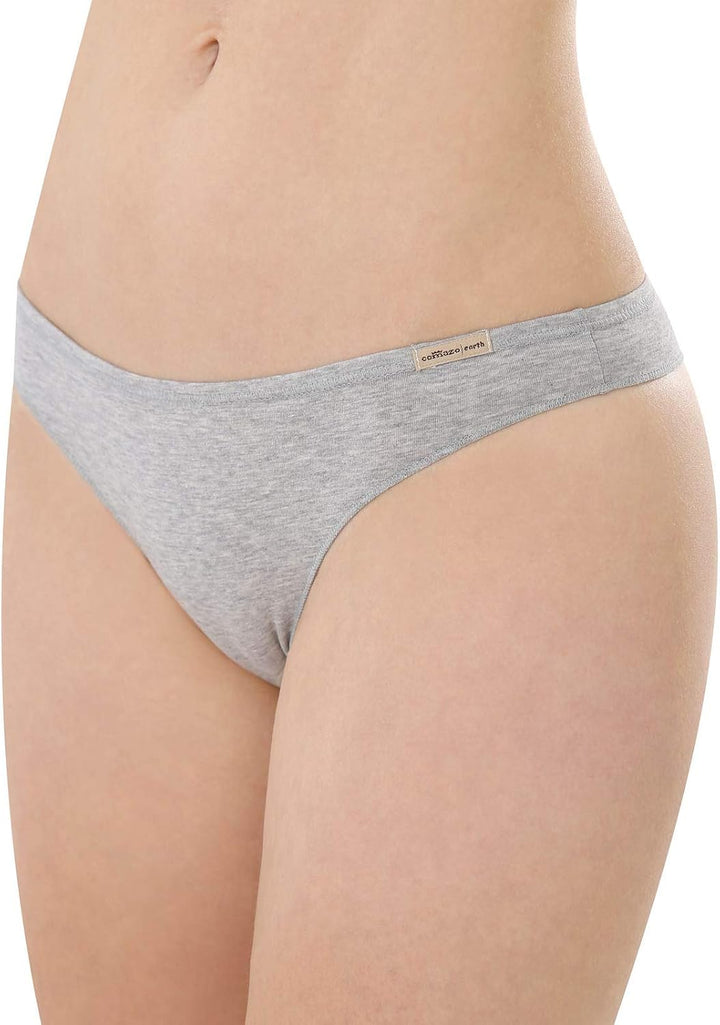COMAZO Earth 6er Sparpack Damen String, Gr. 36-44 38 Grau-melange, 38 Grau-melange