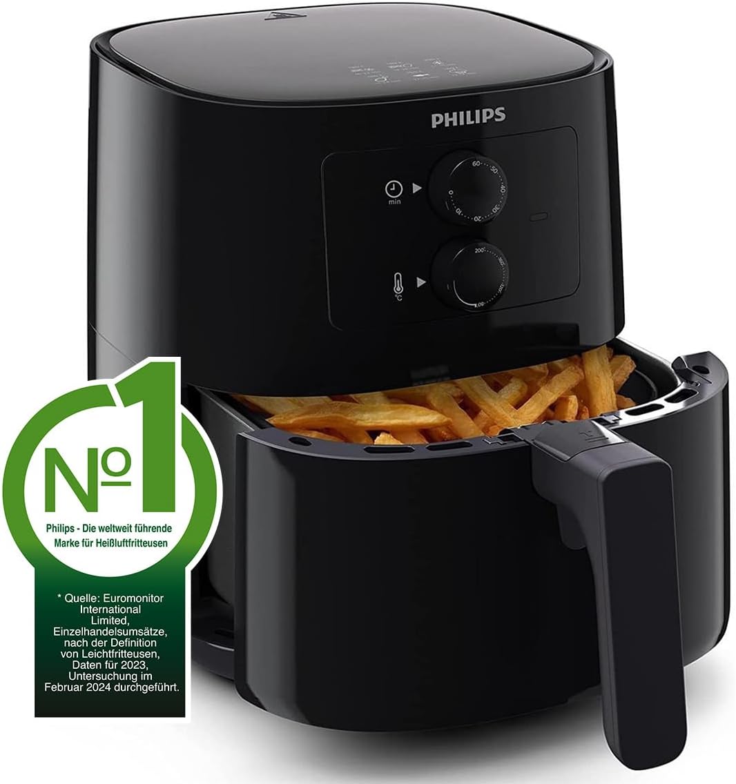 Philips Airfryer Essential - 4.1-Liter-Pfanne, Fritteuse ohne Öl, Rapid Air technology, NutriU App m