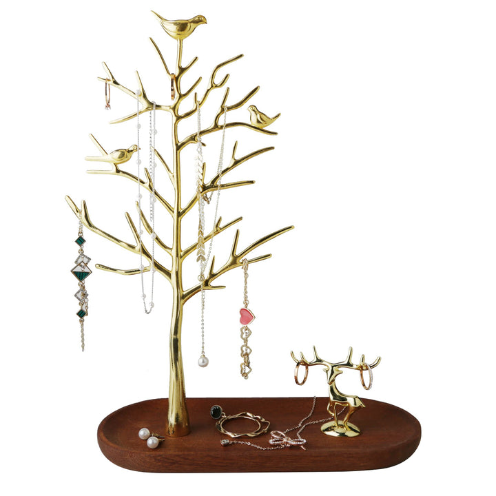 MORE&LESS Baum Hirsch Schmuckständer für Ringe Ohrringe Halsketten Armbänder geeignet für Wohnzimmer