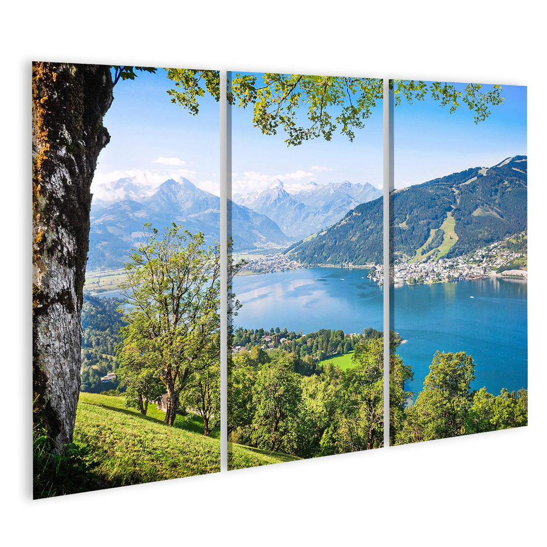 islandburner Bild auf Leinwand Schöne Landschaft Mit Alpen Und Bergsee In Zell Am See Österreich Wan