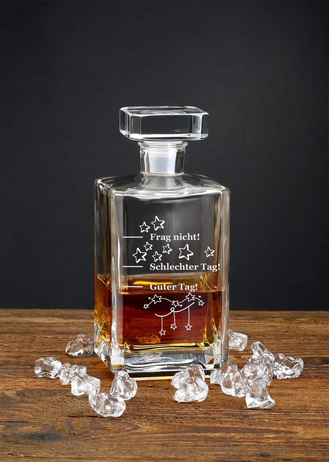 Guter Tag, Schlechter Tag, Frag nicht! Whiskey Karaffe mit Gravur 700ml, Geschenk für Papa (Bourbon)