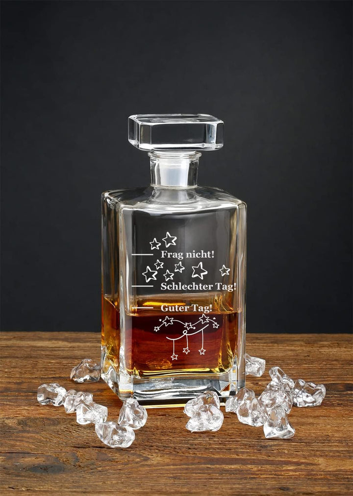 Guter Tag, Schlechter Tag, Frag nicht! Whiskey Karaffe mit Gravur 700ml, Geschenk für Papa (Bourbon)