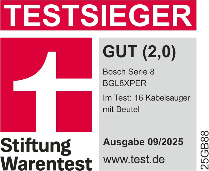Bosch Staubsauger mit Beutel Serie 8 BGL8XPER, ideal für Allergiker, Hygiene-Filter, 10 Jahre Motorg