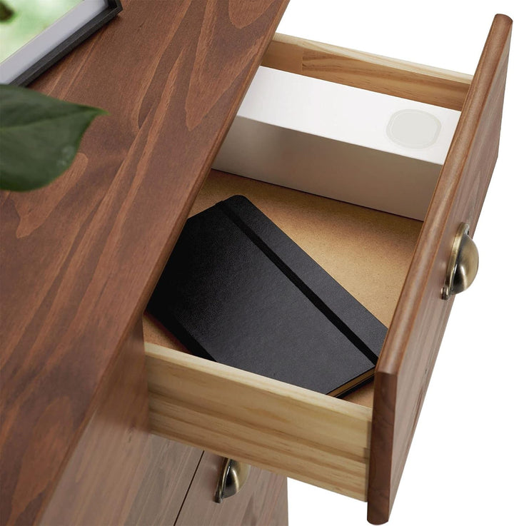 IDIMEX Schubladenschrank Paris aus Kiefer massiv in kastanienfarben, schöne Kommode mit Muschelgriff