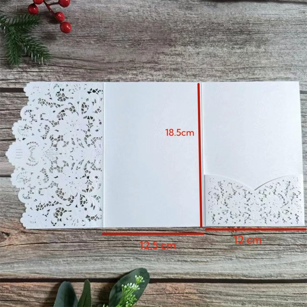 MillaSaw Hochzeitseinladungen, geprägt, floral, hohl, Laser, Hochzeitskarten, dreifach gefaltet, Ver
