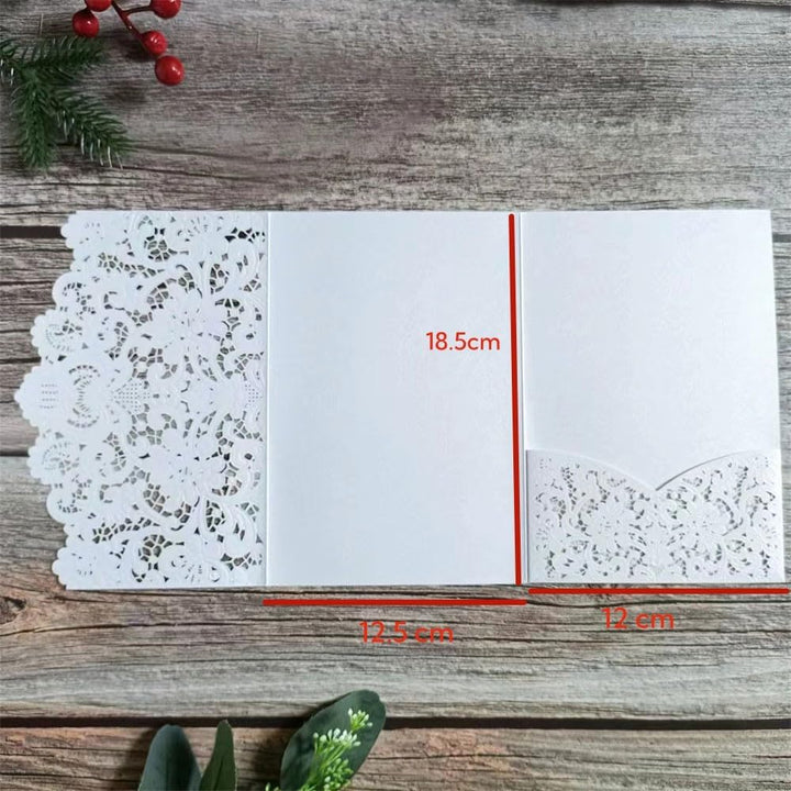 MillaSaw Hochzeitseinladungen, geprägt, floral, hohl, Laser, Hochzeitskarten, dreifach gefaltet, Ver
