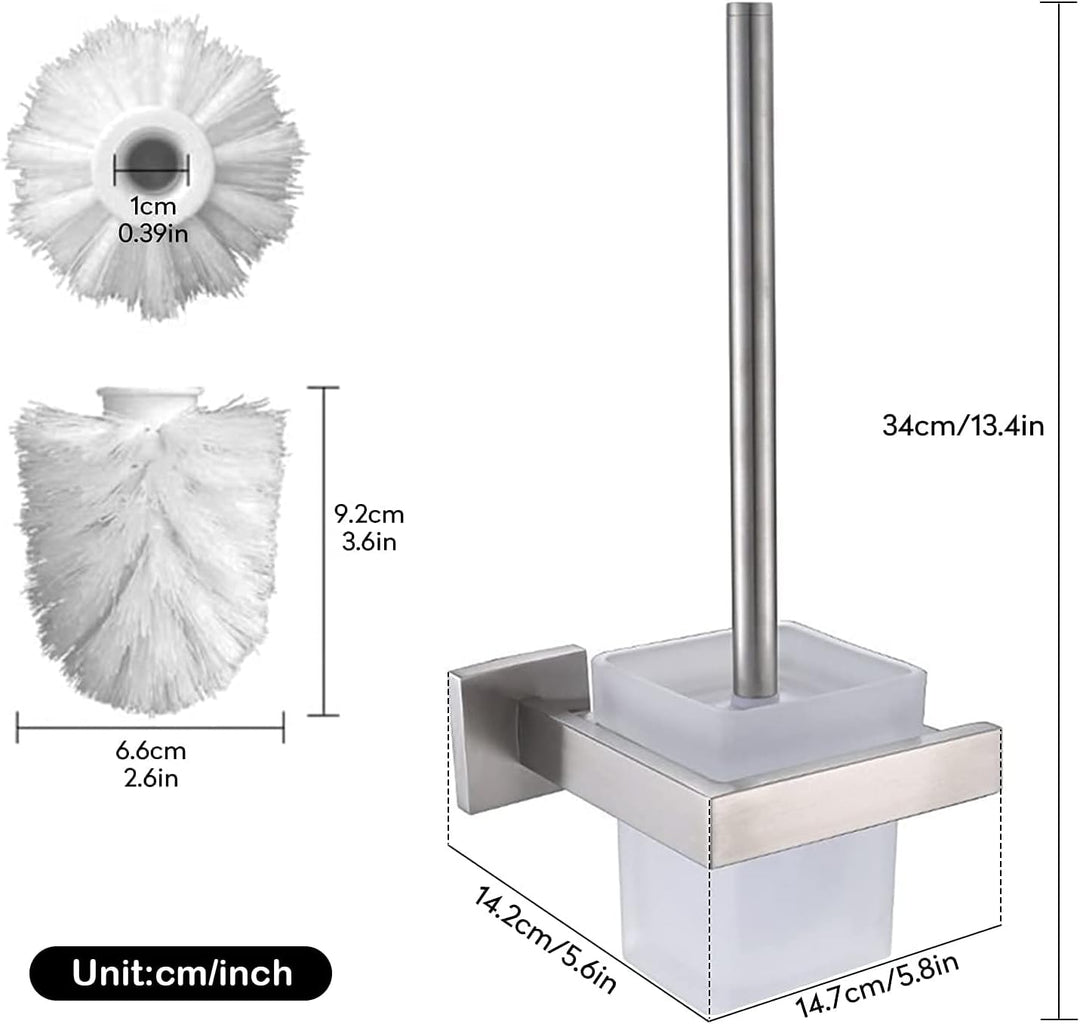 CASEWIND Wand WC Eckig Toilettenbürstenhalter, Klobürstenhalter Wandmontage, Gebürstet Edelstahl Toi