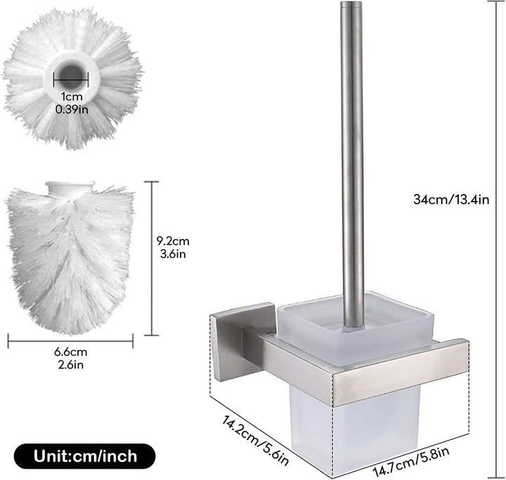 CASEWIND Wand WC Eckig Toilettenbürstenhalter, Klobürstenhalter Wandmontage, Gebürstet Edelstahl Toi