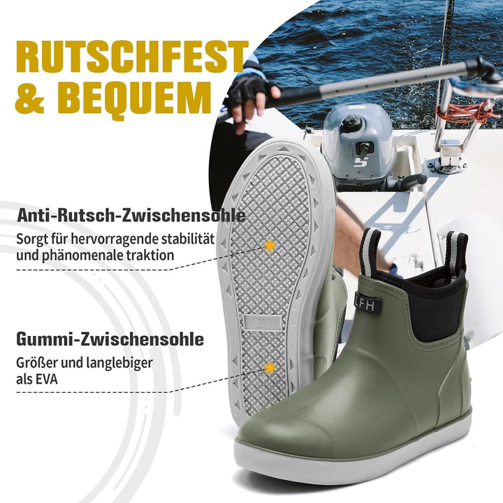 Rumkok Gummistiefel Herren Halbhoch, Grundlegend Wasserdicht Atmungsaktiv Stiefeletten, Anti-Rutsch