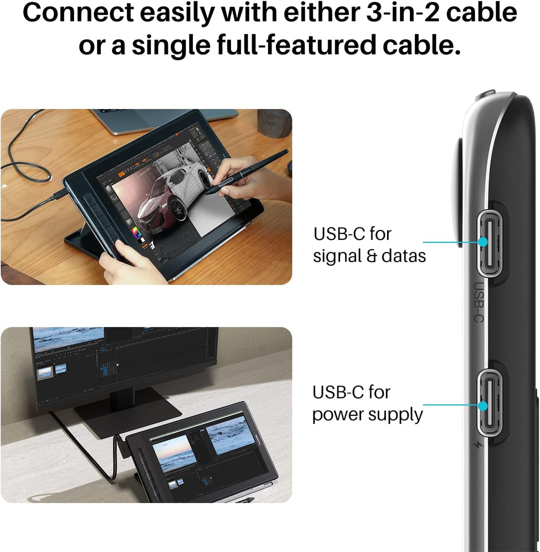 2022 HUION Kamvas Pro 13 2.5K QHD Grafiktablett mit Display QLED Volllaminierung 145% sRGB Batteriel