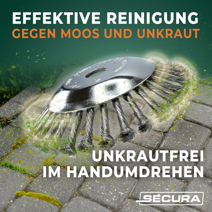 SECURA 3X Bürstenkopf Unkrautbürste für Motorsense Freischneider 25,4mm Bohrung 200mm Ø 3 200mm, 3 2