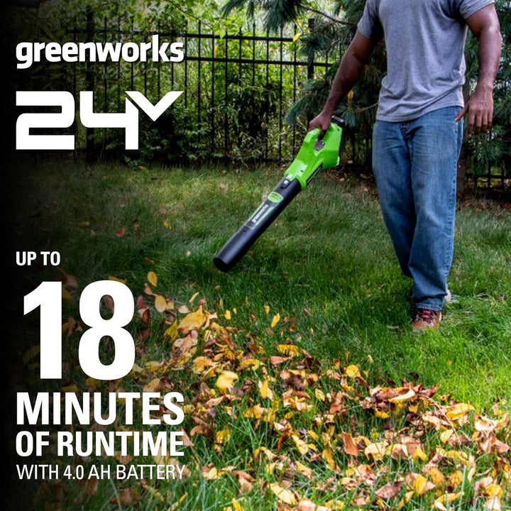 Greenworks Axial Akku Laubbläser (Li-Ion 24V 531m³/h Luftgeschwindigkeit，531m³/h Luftvolumen leistun