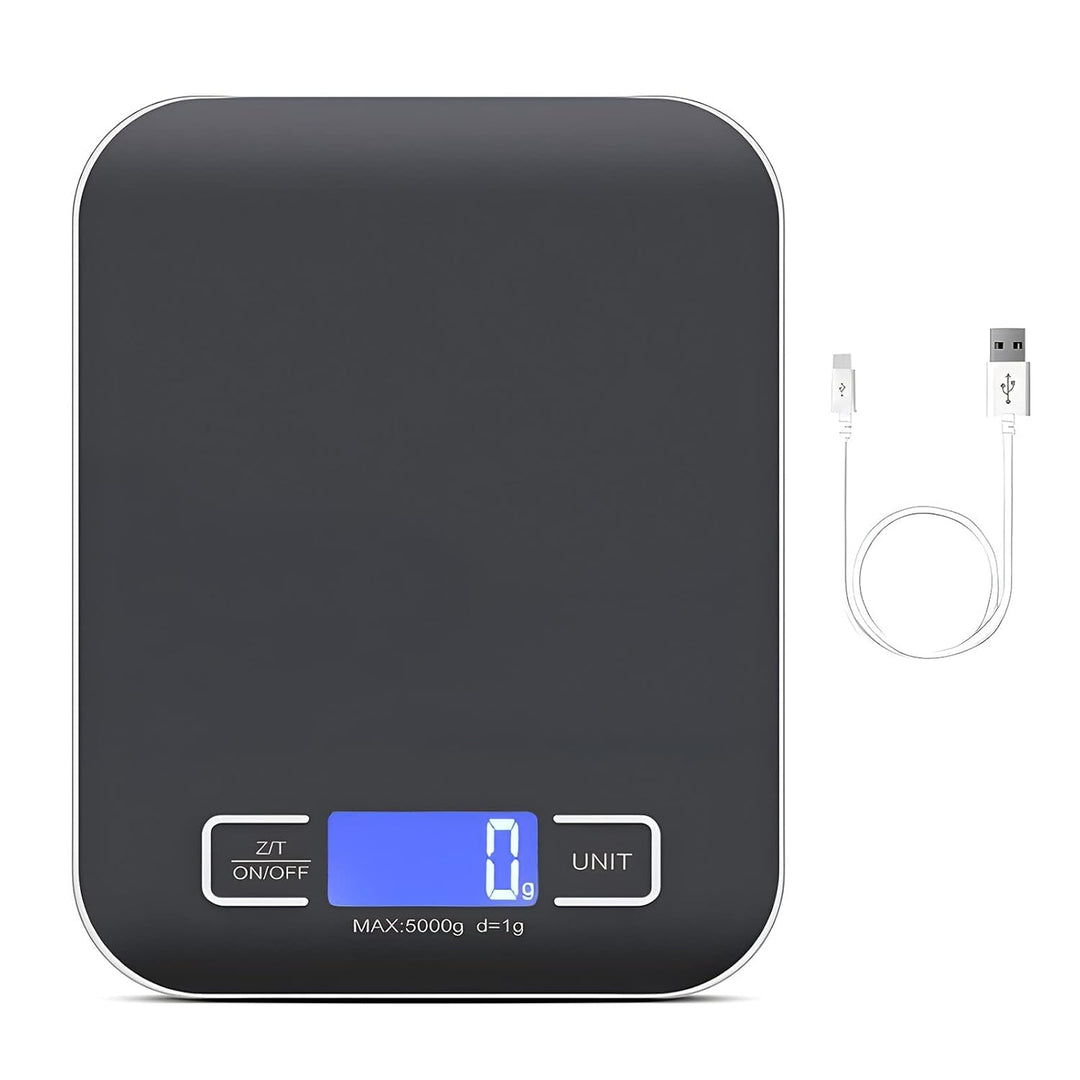Küchenwaage Digital, 10kg/1g Waage Küchenwaage, USB Wiederaufladbare Digital Küchenwage mit Led Disp