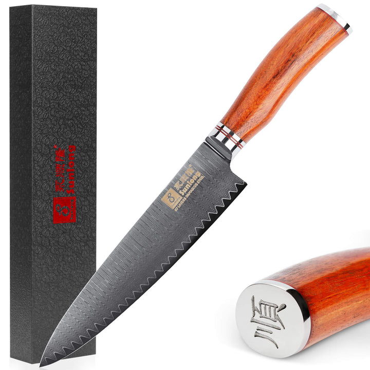 Sunlong Professionelles Kochmesser 8 Zoll japanischer VG10 Damaststahl Küchenmesser - scharfe Klinge