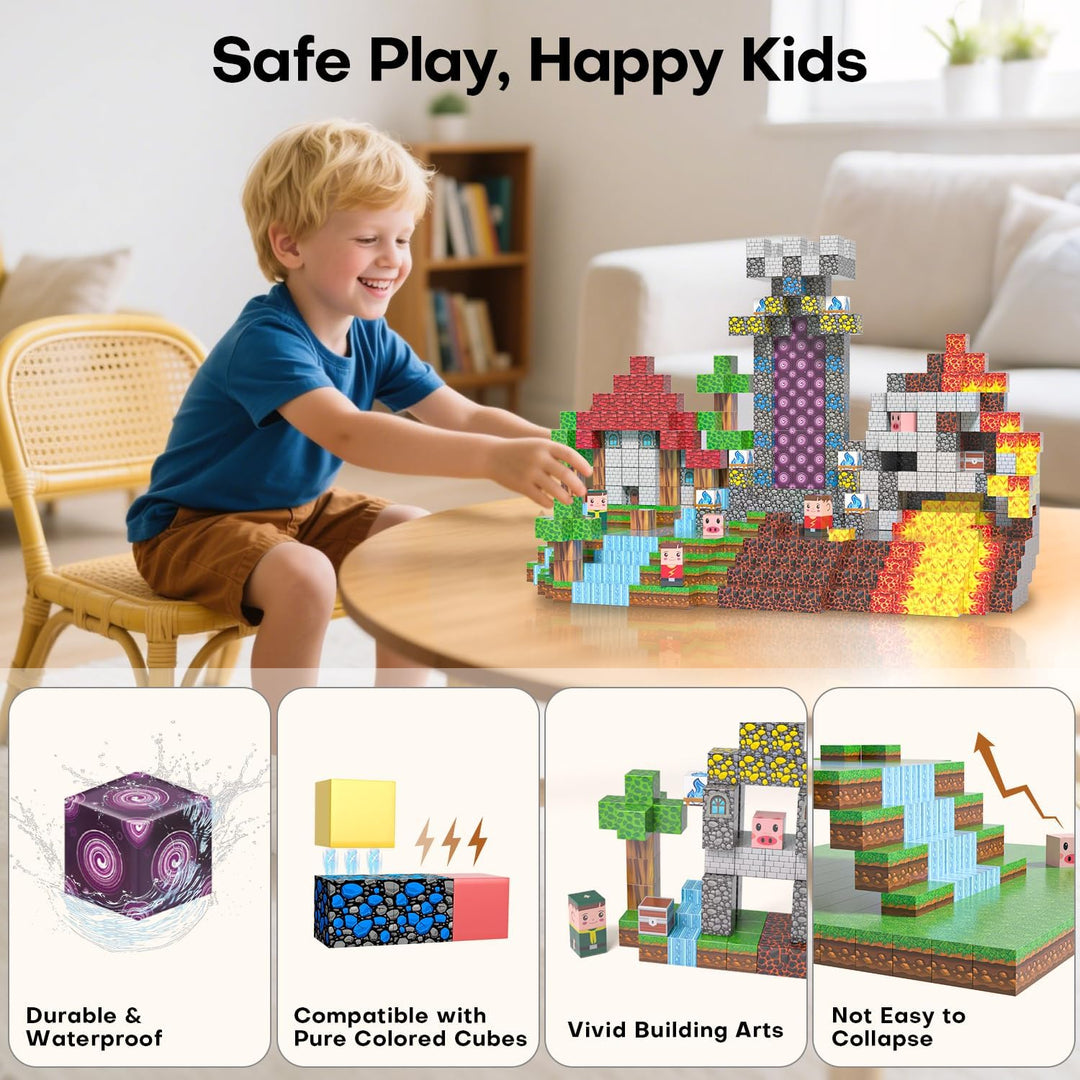 Magnetische Bausteine 100 PCS, Magnetbausteine für 3+ Jahr, Magnetic Blocks Spielzeug-Sets für Kinde