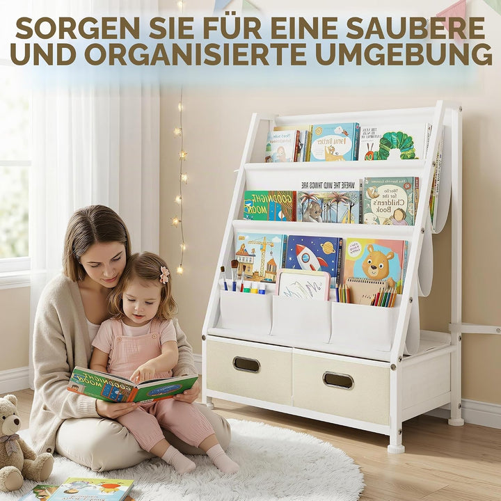 Kinderregal Kinderzimmer Weiss Offenen Aufbewahrungsregal: Kinder Bücherregal mit 3 Fächern für Büch