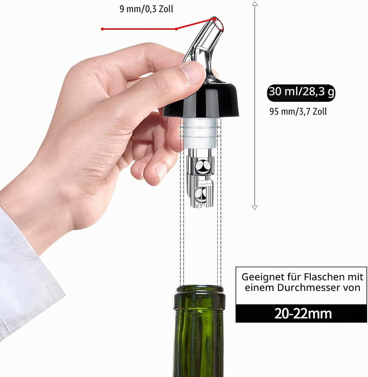 Flaschenausgiesser 12 Stück Dosierer 3cl Auto-Pour Ausgiesser Schnapsspender Flaschendosierer Ausgus