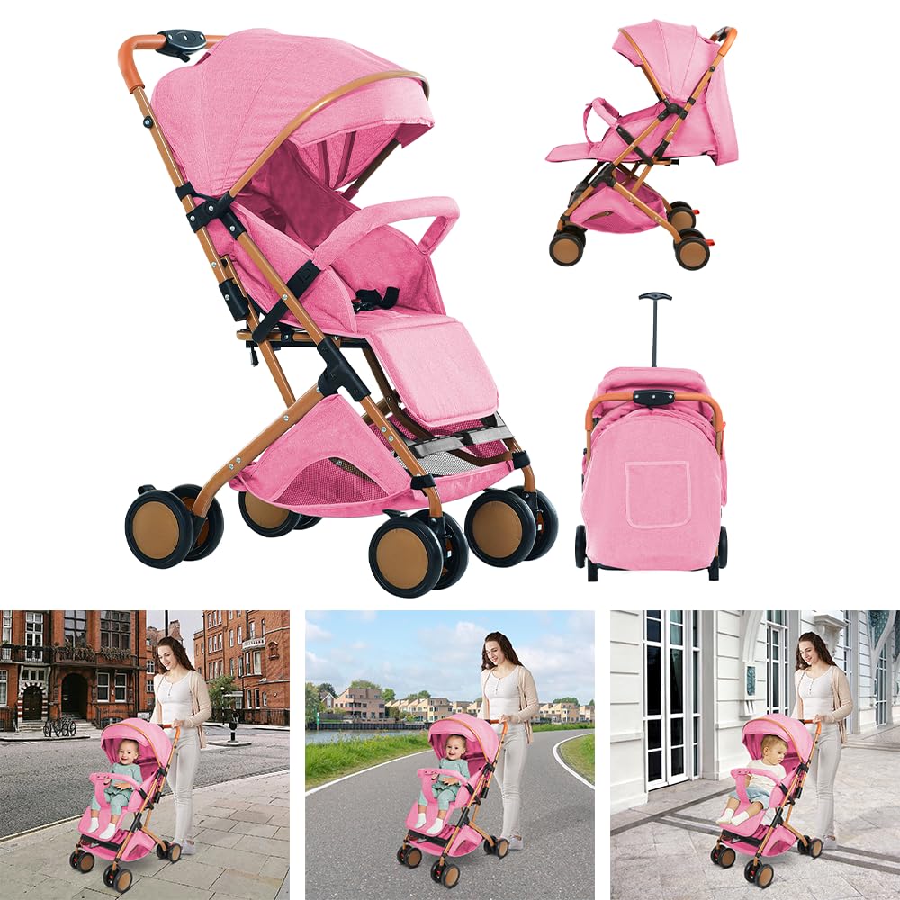 Ultrakompakter Kinderwagen für Kinder von 0 bis 6 Jahren, Reisewagen mit 5-Punkt-Sicherheitsgurt, Au