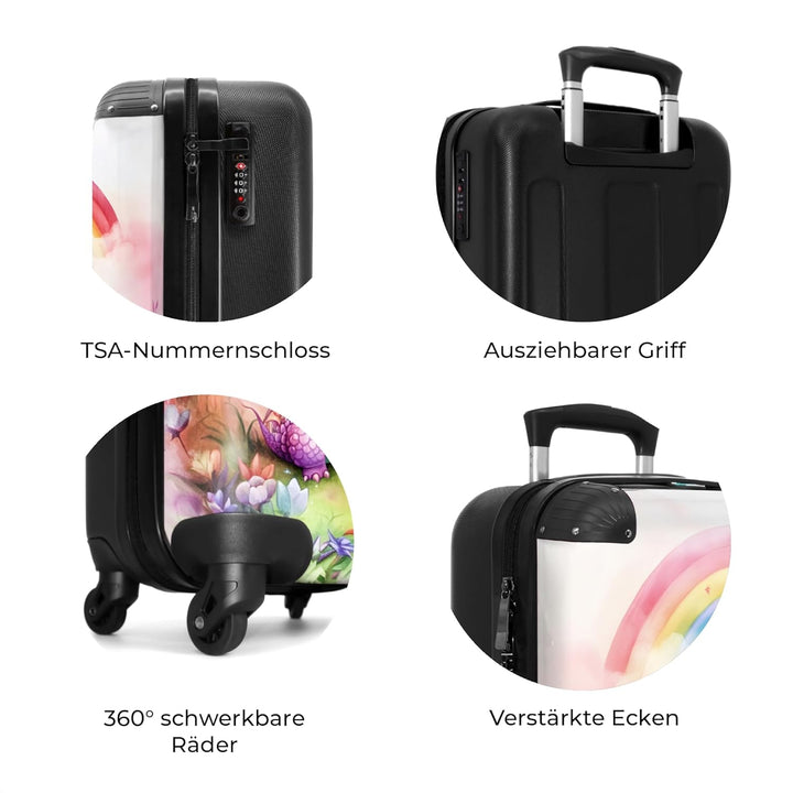NoBoringSuitcases.com® Handgepäck Koffer Kinder 55x35x20 cm Reisekoffer Kinderkoffer 4 Rollen Leicht