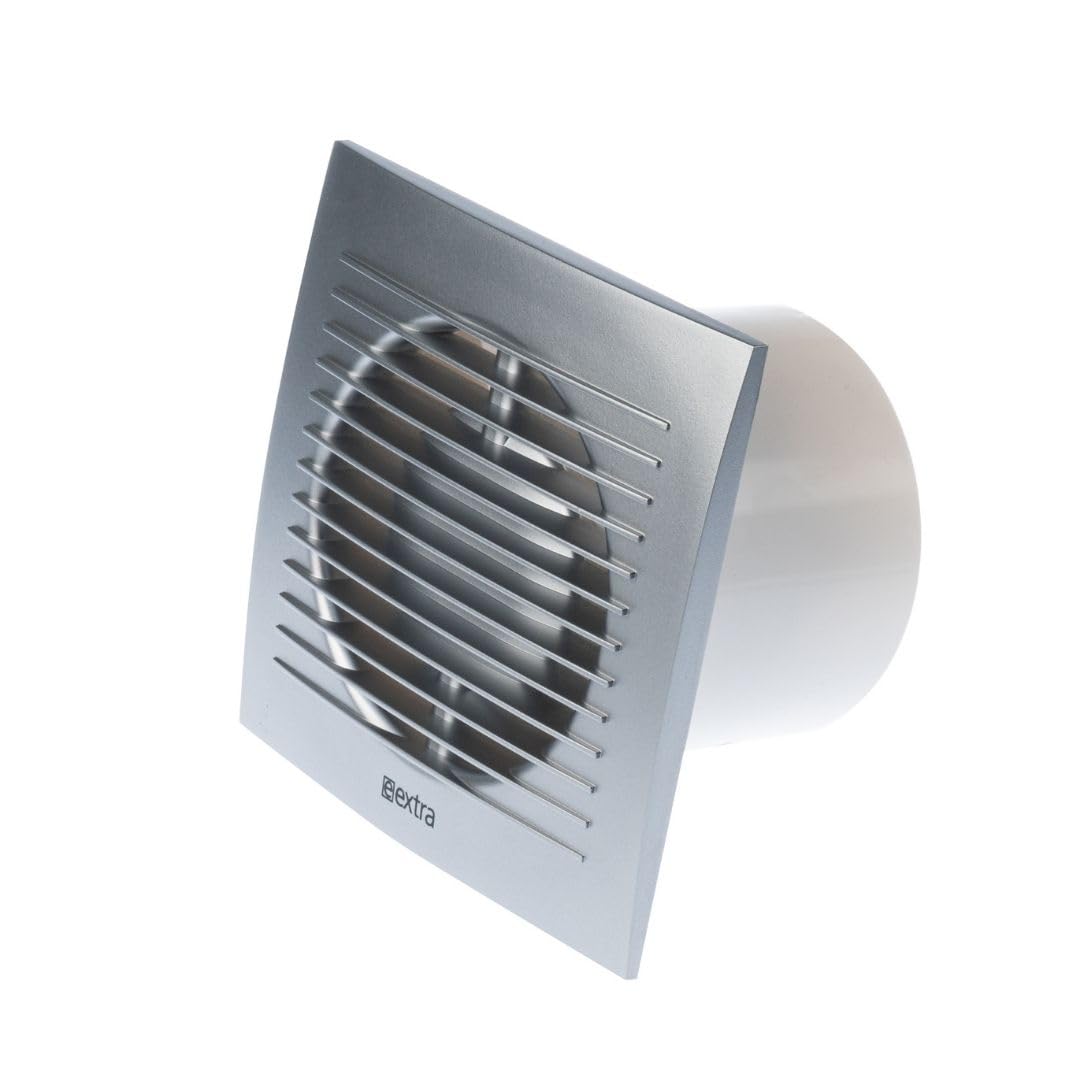 Ø 100mm Silber Badlüfter mit Timer - Lüfter für Effiziente Belüftung im Bad Kuche WC, Ø 100mm Silber