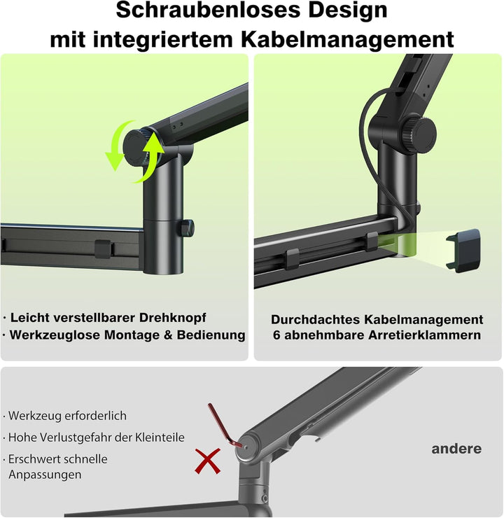 Mikrofon Arm | Low Profile Mikrofonarm [Max. 3 KG Traglast] kompatibel mit Shure SM7B, MV7+ & Co.| G