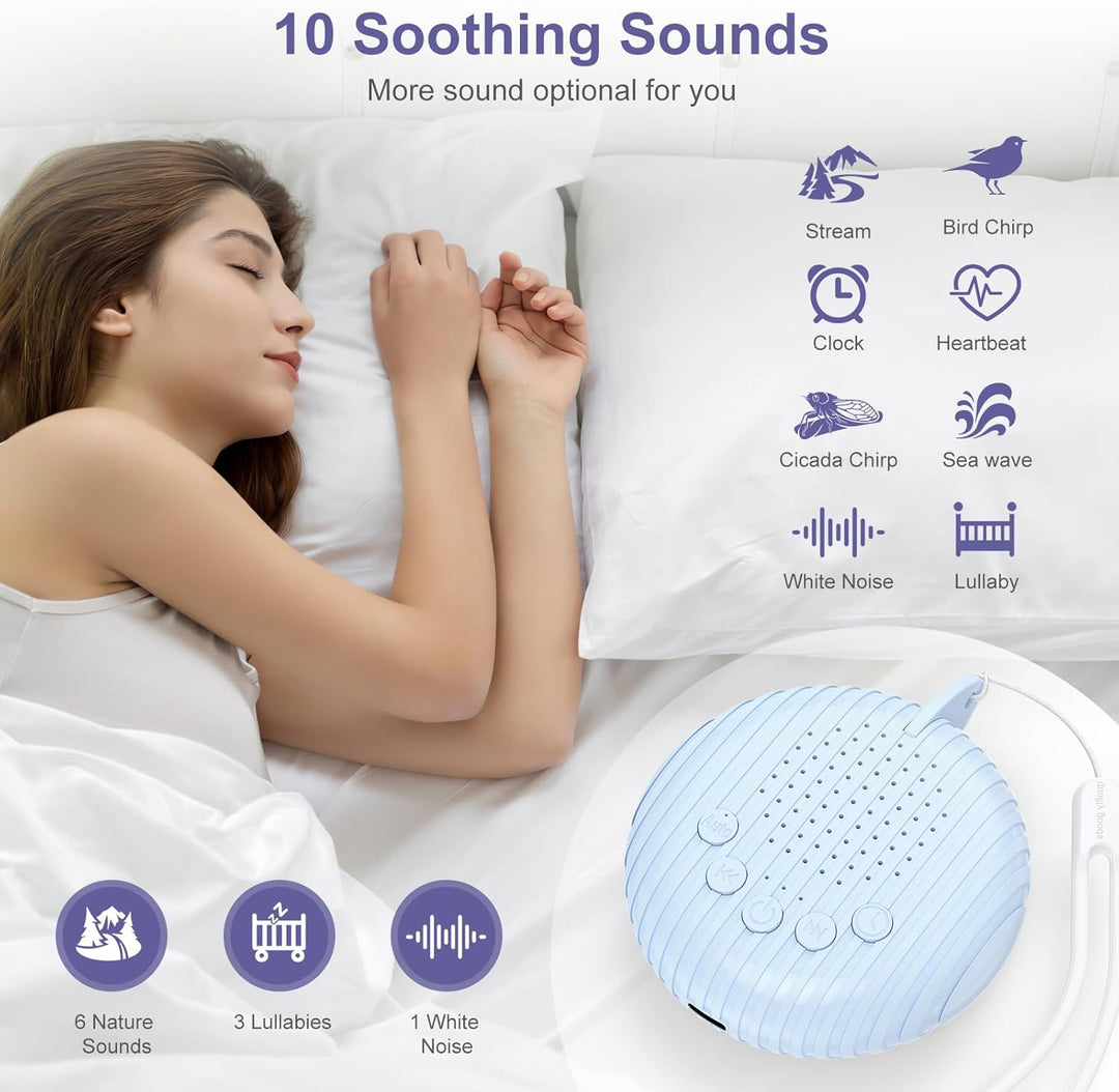 Tragbare White Noise Machine, Einschlafhilfe Babys Erwachsene, USB Sound Machine Baby mit 10 Beruhig