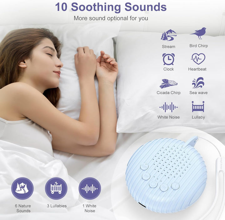 Tragbare White Noise Machine, Einschlafhilfe Babys Erwachsene, USB Sound Machine Baby mit 10 Beruhig