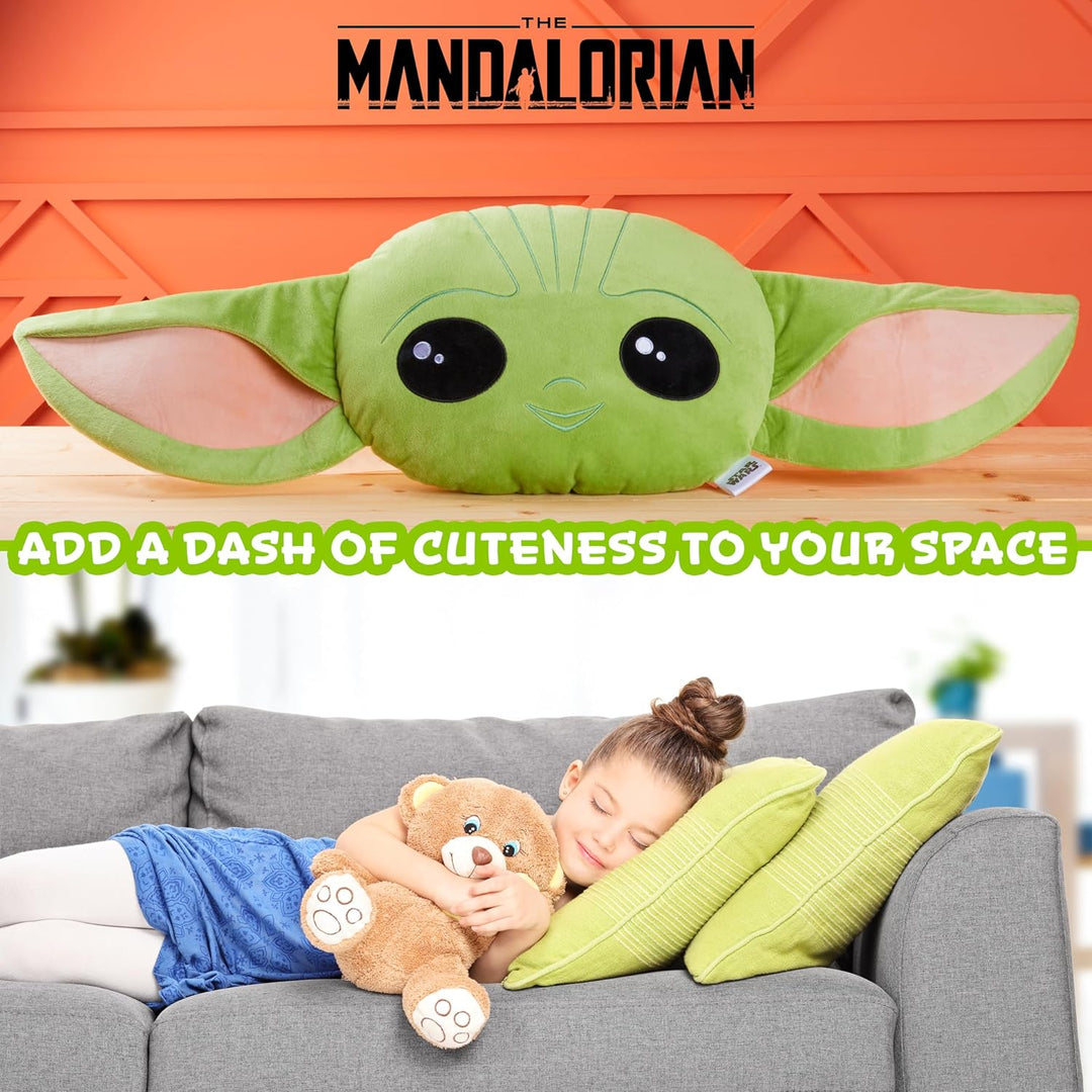 Disney Mandalorian Baby Yoda Plüsch Zierkissen mit Füllung und Bezug, 3D Kinderzimmer Kissen für Bet