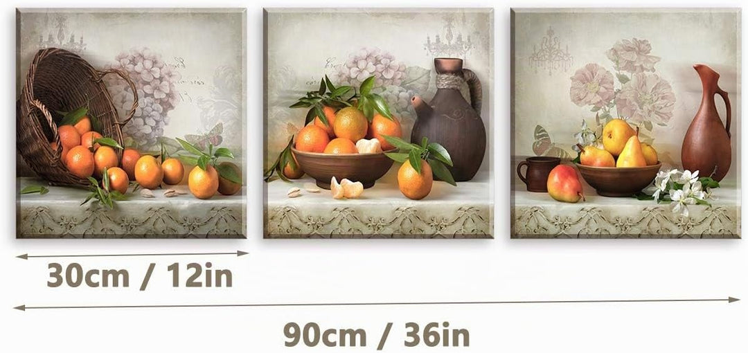 Piy Painting Wandbilder 3 Panel Fruchtbild Orange Bilder und Kunstdrucke auf Leinwand wasserdichte L