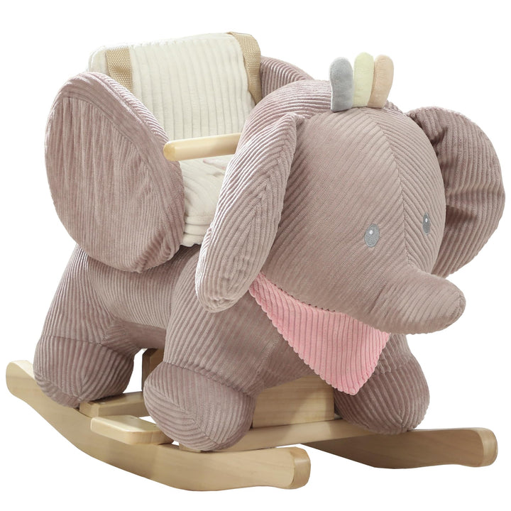 AIYAPLAY Schaukeltier, Elefant-Schaukel, interaktive Tiergeräusche, weiche Füllung, Holzrahmen, Sich
