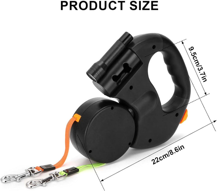 Doppelte Einziehbare Hundeleine 3meter Flexible Rollleine mit LED,Automatische Lange Hundeleine für
