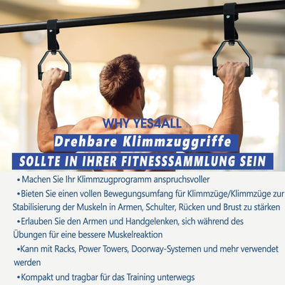 Yes4All Drehbare Klimmzuggriffe mit Rutschfesten Griffen und Schaumstoffpads - Dynamische Fitness Gr