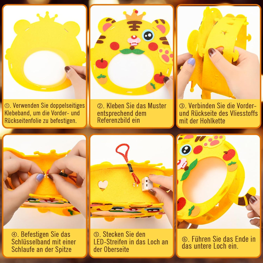 Laternen Bastelset für Kinder 4pcs, Laterne St Martin mit Laternenstab, Laterne Basteln kinder Set,