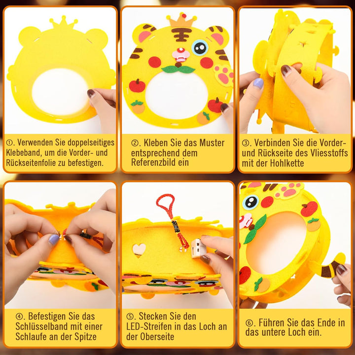 Laternen Bastelset für Kinder 4pcs, Laterne St Martin mit Laternenstab, Laterne Basteln kinder Set,