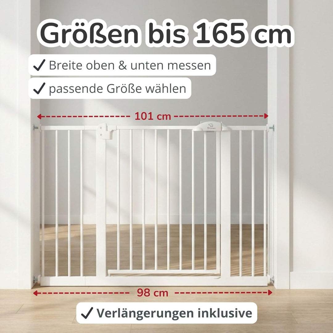 Cleo Treppenschutzgitter ohne Bohren | Kinderschutzgitter Tür & Treppe 124-131 cm | Auto-Close | 3-S