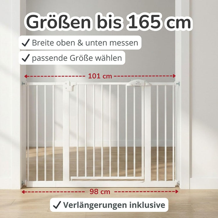 Cleo Treppenschutzgitter ohne Bohren | Kinderschutzgitter Tür &amp; Treppe 131-138 cm | Auto-Close | 3-S