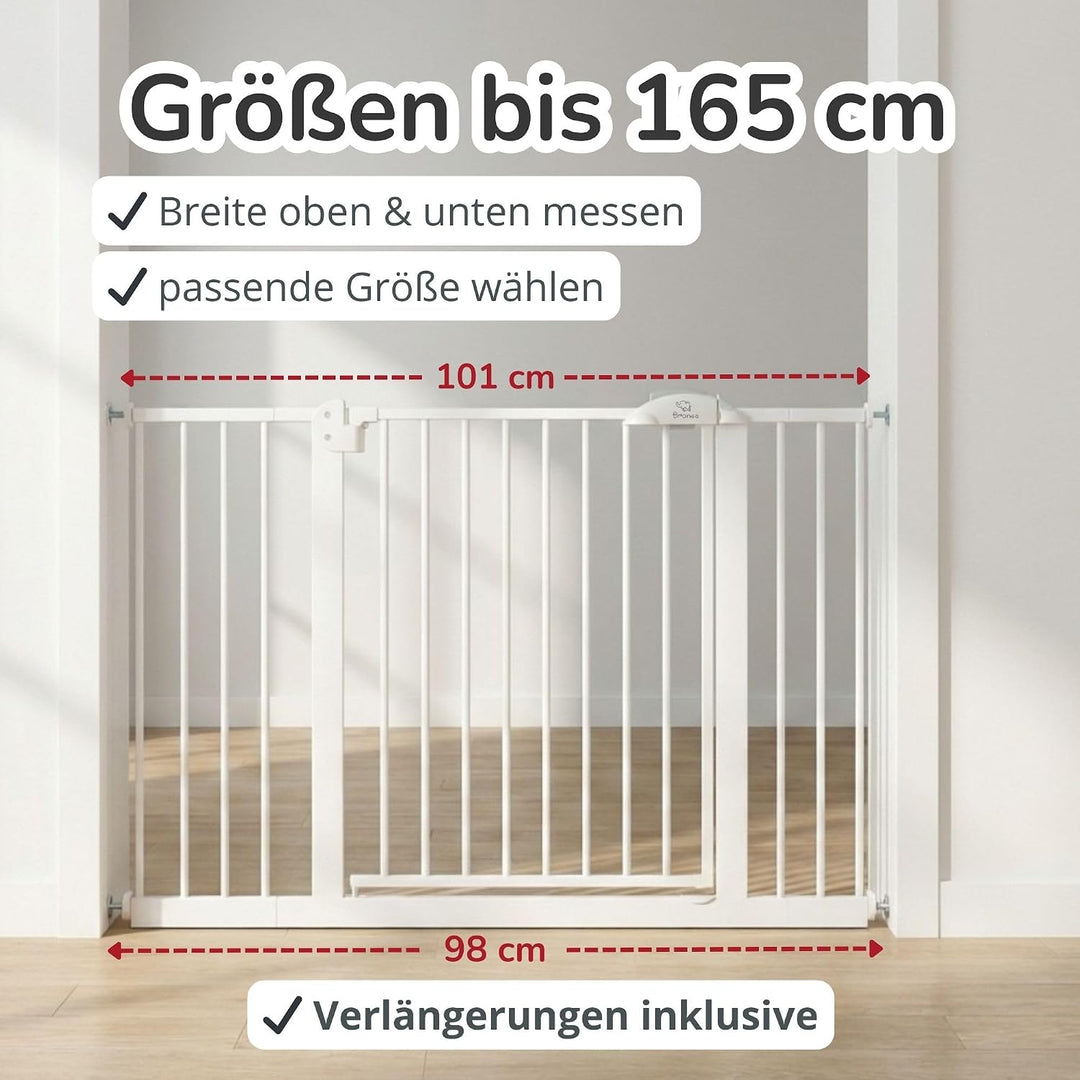 Cleo Treppenschutzgitter ohne Bohren | Kinderschutzgitter Tür &amp; Treppe 131-138 cm | Auto-Close | 3-S