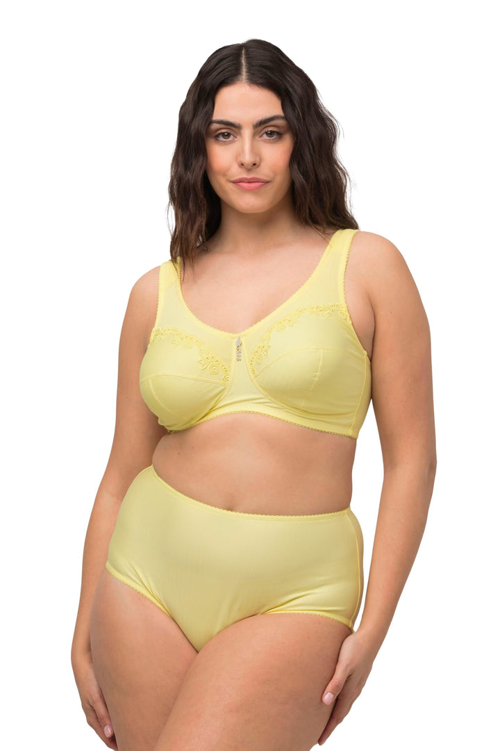 Ulla Popken Damen Entlastungs-BH, Ohne Bügel, Strassanhänger, Cup C - G BHS 105E Vanillegelb, 105E V