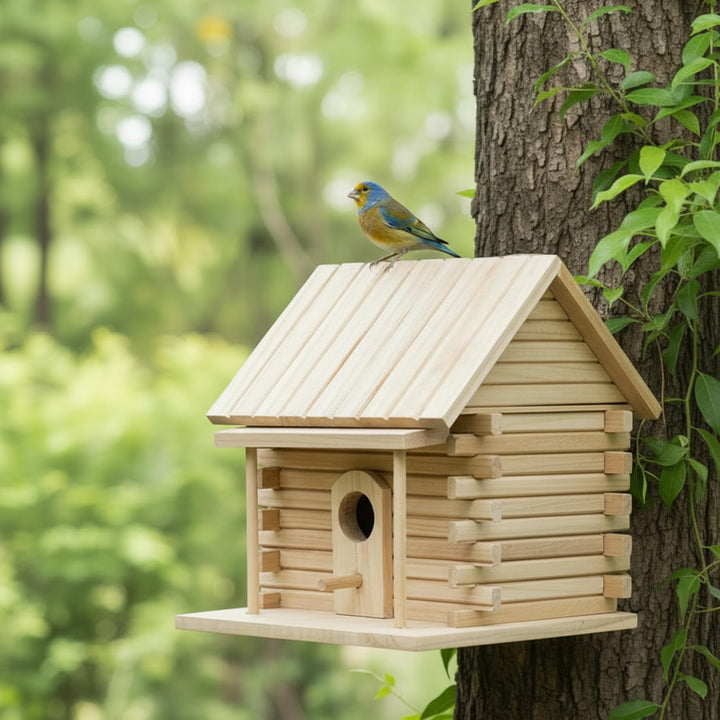Vogelhäuschen für den Aussenbereich – Rustikales hängendes Vogelhaus aus Holz, natürliche Gartendeko