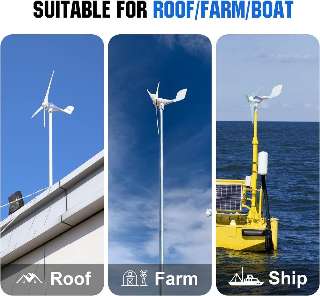 ECO-WORTHY Windturbine Generator 400W DC12V-24V mit 3 Blättern 5,6 Meilen pro Stunde niedrige Startw