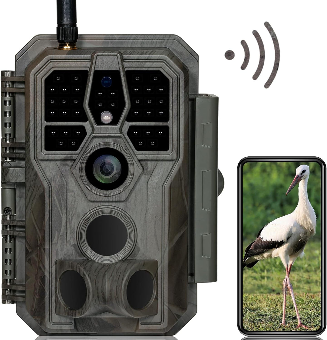 GardePro E8 Wildkamera WLAN mit App 48MP H.264 1296P Video, 27m Infrarot Nachtsicht Bewegungsmelder