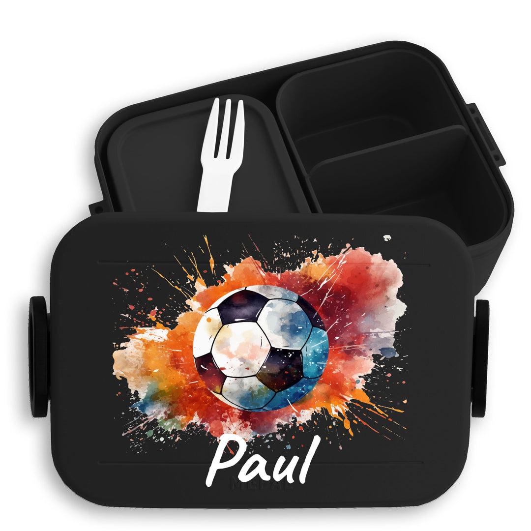 Kinder Bento Box Midi Lunchbox für Mepal Bentobox - Fussball Brotdose mit Name personalisiert I Gesc